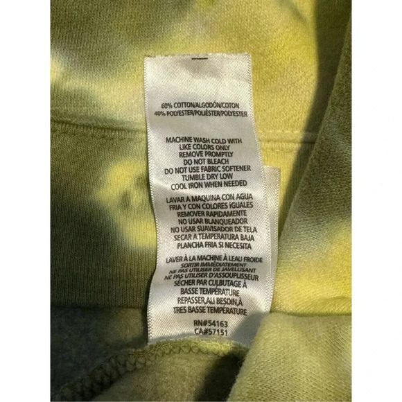 NEW Calvin Klein Jeans Medium Green & Yellow Tie Dyed Cropped Hooded Sweatshirt - Picture 7 of 7
